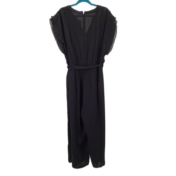 BLOOMCHIC sz 10 M Black Pleated Sleeve Belted Cropped Jumpsuit NWT B33 - Picture 2 of 3
